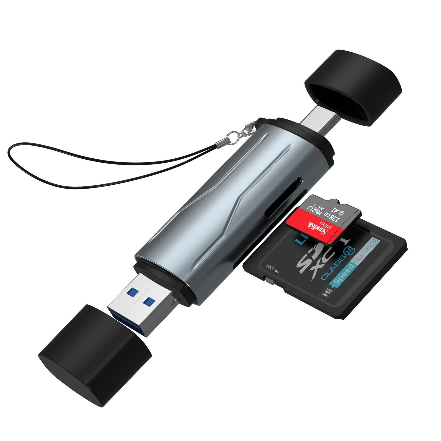 ThunderGold - SD Kaartlezer USB C - Card reader USB 3.0 - Kaartlezer SD kaart - Geheugenkaartlezer - Micro SD kaartlezer - USB kaartlezer - Aluminium