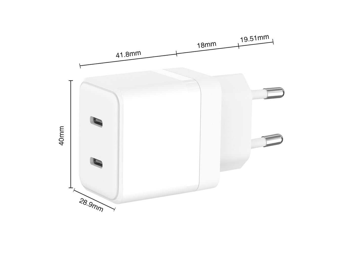 ThunderGold USB C Adapter 2 poorten - Oplader - Snellader - USB C Oplader - Adapter USB C - USB C Lader - Universeel